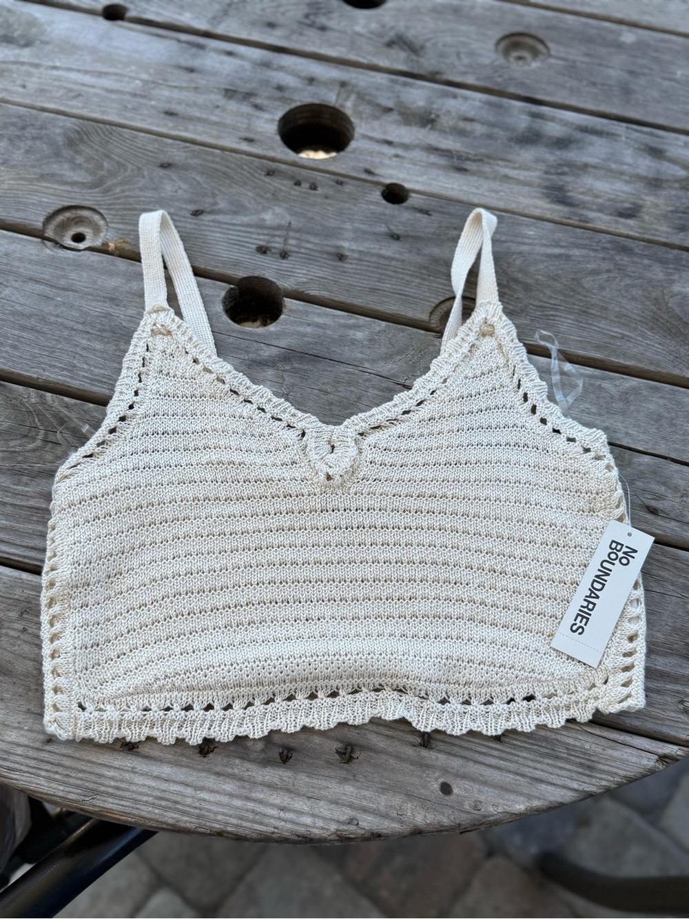 No Boundaries Cream Crocheted Tank Top